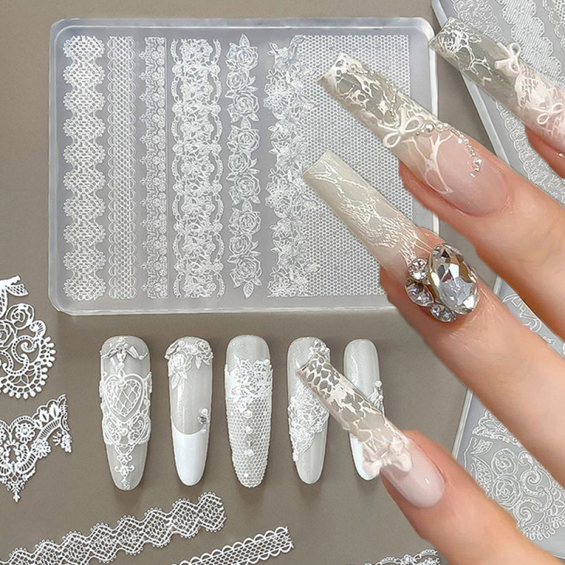Resin Art Rose - 1 adet Dantel 3D Silikon Tırnak