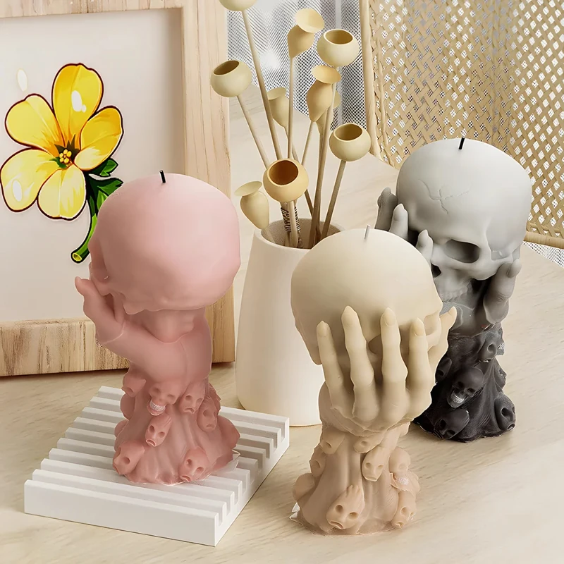 Resin Art Work - Son Model Halloween Kafatası Mum Silikon