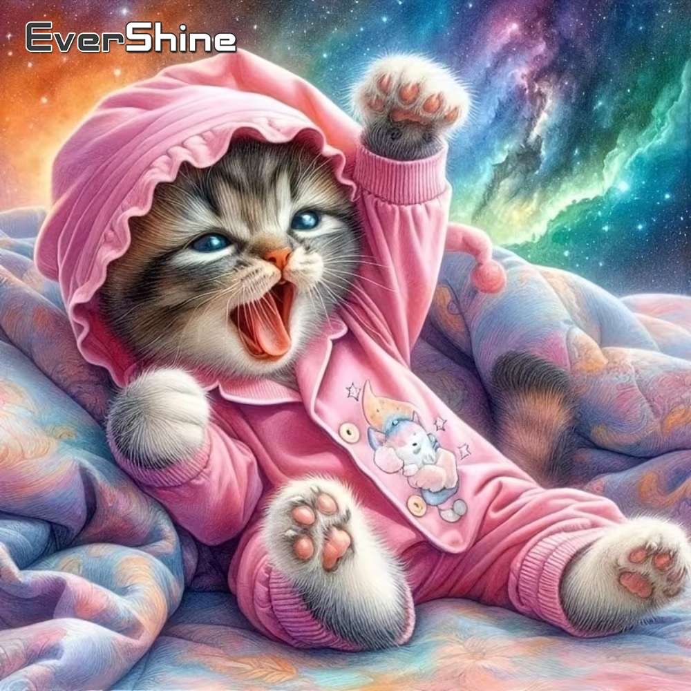 Resin Art Wallpaper - EverShine Yeni Varış Elmas Boyama Kedi