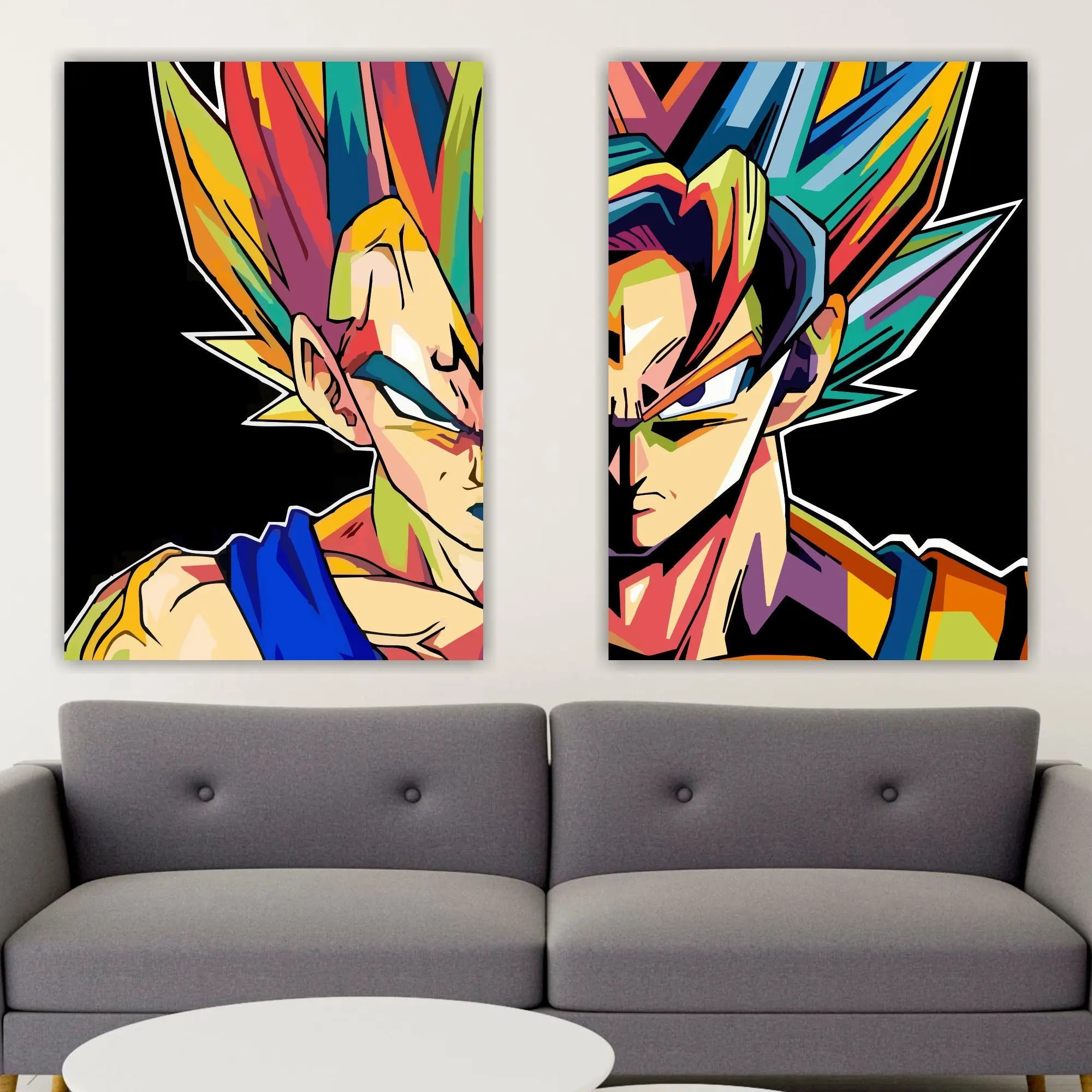 Resin Art Work - Elmas Boyama Goku ve Vegeta Anime